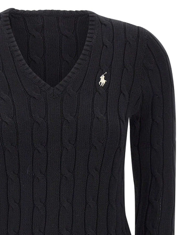 POLO RALPH LAUREN Maglia in cotone a trecce BLACK Donna 
