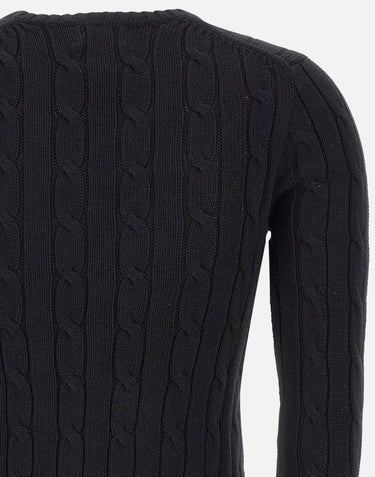 POLO RALPH LAUREN Maglia in cotone a trecce BLACK Donna 