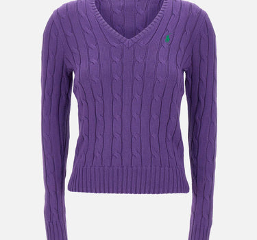 POLO RALPH LAUREN Maglia in cotone a trecce PURPLE Donna 