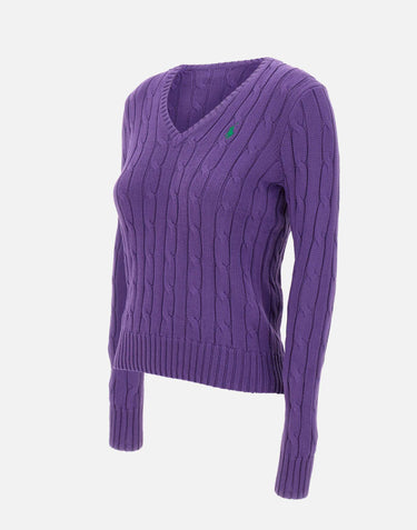 POLO RALPH LAUREN Maglia in cotone a trecce PURPLE Donna 