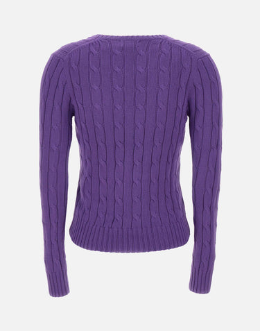 POLO RALPH LAUREN Maglia in cotone a trecce PURPLE Donna 