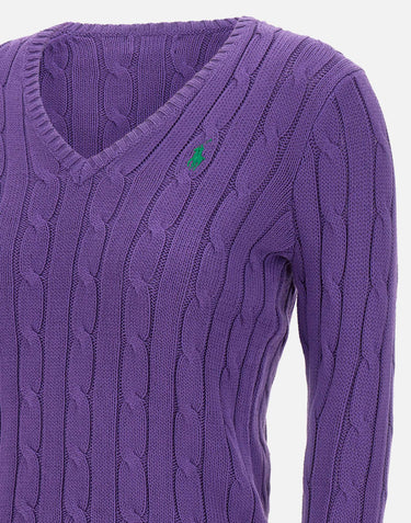 POLO RALPH LAUREN Maglia in cotone a trecce PURPLE Donna 