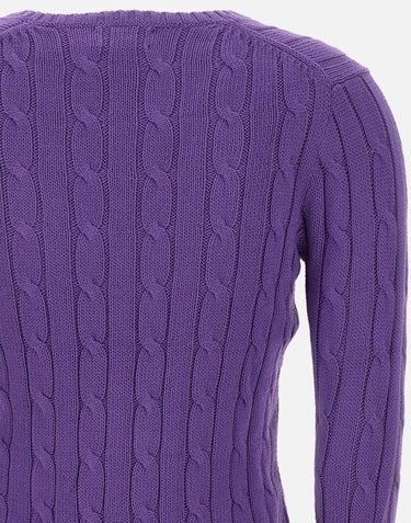 POLO RALPH LAUREN Maglia in cotone a trecce PURPLE Donna 