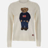 POLO RALPH LAUREN Maglia "Polo Bear" in cotone e lino WHITE Donna 
