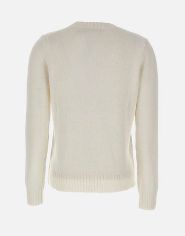 POLO RALPH LAUREN Maglia "Polo Bear" in cotone e lino WHITE Donna 