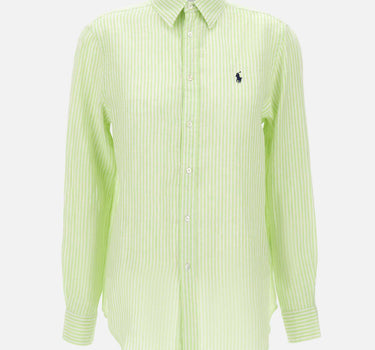 POLO RALPH LAUREN Camicia over in lino a righe GREEN Donna 