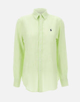 POLO RALPH LAUREN Camicia over in lino a righe GREEN Donna 