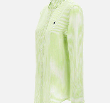POLO RALPH LAUREN Camicia over in lino a righe GREEN Donna 