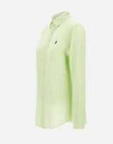 POLO RALPH LAUREN Camicia over in lino a righe GREEN Donna 