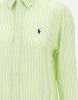 POLO RALPH LAUREN Camicia over in lino a righe GREEN Donna 
