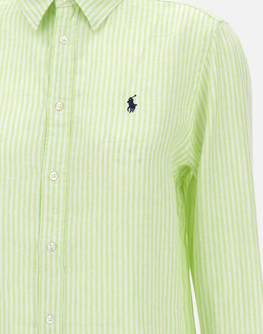 POLO RALPH LAUREN Camicia over in lino a righe GREEN Donna 