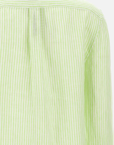 POLO RALPH LAUREN Camicia over in lino a righe GREEN Donna 