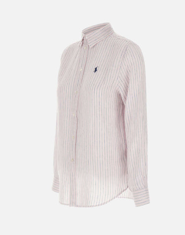 Camicia over in lino a righe 211A96158 011 POLO RALPH LAUREN 