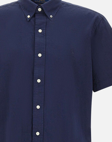 POLO RALPH LAUREN Camicia in seersucker custom-fit BLUE Uomo 