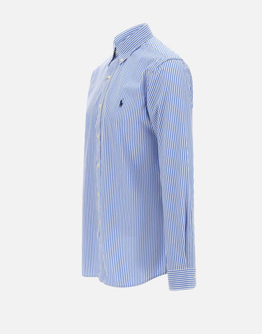 POLO RALPH LAUREN Camicia in popeline stretch a righe Light Blue Uomo 