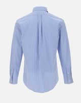 POLO RALPH LAUREN Camicia in popeline stretch a righe Light Blue Uomo 