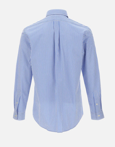 POLO RALPH LAUREN Camicia in popeline stretch a righe Light Blue Uomo 