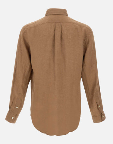 POLO RALPH LAUREN Camicia in lino BROWN Uomo 
