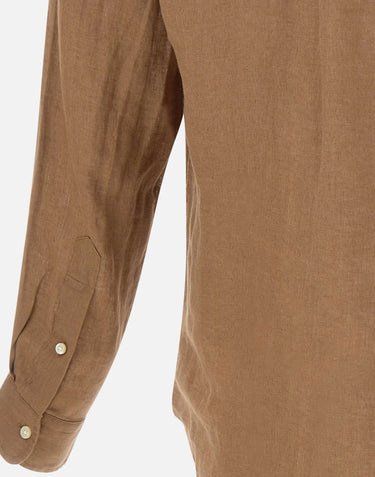 POLO RALPH LAUREN Camicia in lino BROWN Uomo 