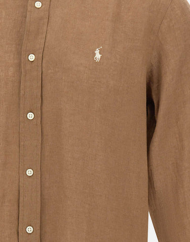 POLO RALPH LAUREN Camicia in lino BROWN Uomo 