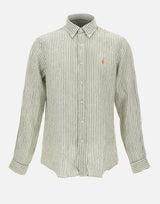 POLO RALPH LAUREN Camicia in lino a righe GREEN Uomo 