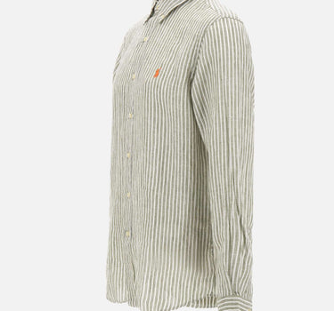 POLO RALPH LAUREN Camicia in lino a righe GREEN Uomo 