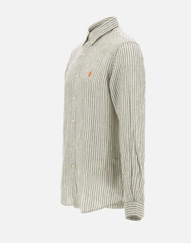 POLO RALPH LAUREN Camicia in lino a righe GREEN Uomo 