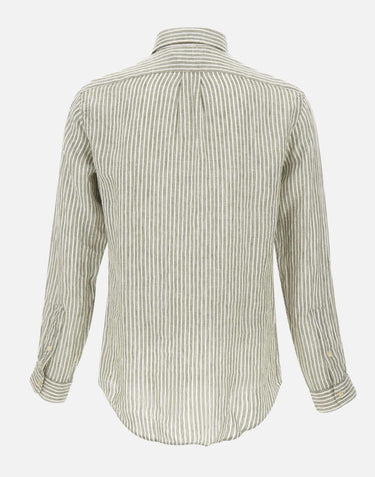 POLO RALPH LAUREN Camicia in lino a righe GREEN Uomo 