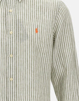 POLO RALPH LAUREN Camicia in lino a righe GREEN Uomo 