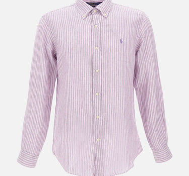 POLO RALPH LAUREN Camicia in lino a righe PURPLE Uomo 