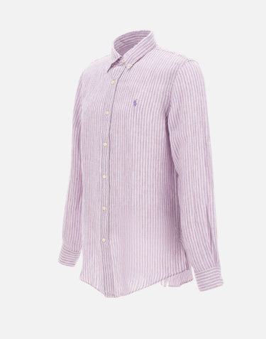 POLO RALPH LAUREN Camicia in lino a righe PURPLE Uomo 