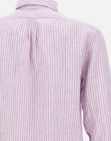 POLO RALPH LAUREN Camicia in lino a righe PURPLE Uomo 