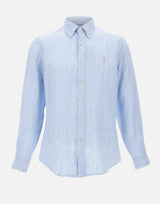 POLO RALPH LAUREN Camicia in lino a righe Light Blue Uomo 