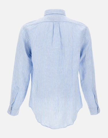 POLO RALPH LAUREN Camicia in lino a righe Light Blue Uomo 