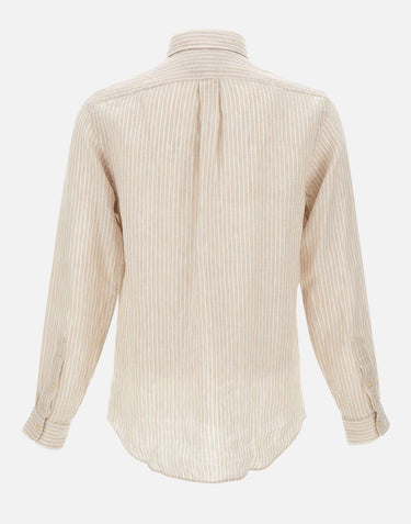 POLO RALPH LAUREN Camicia in lino a righe BEIGE Uomo 