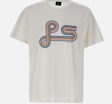 PS PAUL SMITH T-shirt con stampa a spirale "PS" WHITE Uomo 