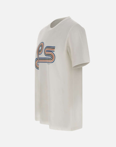 PS PAUL SMITH T-shirt con stampa a spirale "PS" WHITE Uomo 