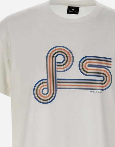 PS PAUL SMITH T-shirt con stampa a spirale "PS" WHITE Uomo 