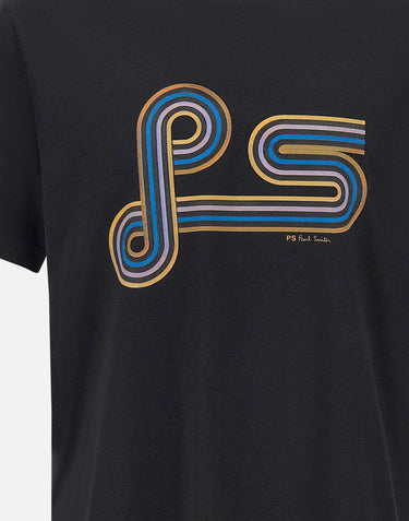 PS PAUL SMITH T-shirt con stampa a spirale "PS" BLACK Uomo 