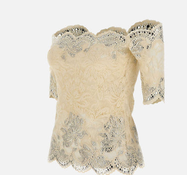 Top in pizzo con micro borchie 25HJTO158PA0170 P105 RABANNE 