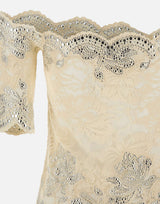 Top in pizzo con micro borchie 25HJTO158PA0170 P105 RABANNE 