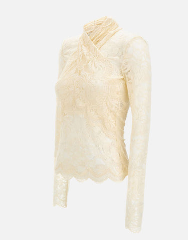 Top in pizzo a maniche lunghe 26PJT0174PA0170 P105 RABANNE 