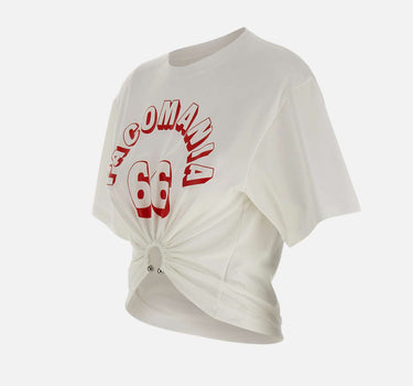 T-shirt perforante in cotone stampato 26PJTE030C00555 P100 RABANNE 