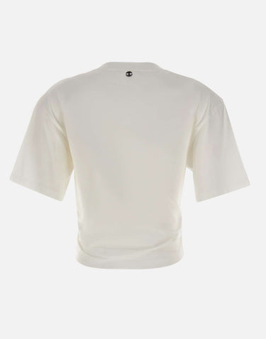T-shirt perforante in cotone stampato 26PJTE030C00555 P100 RABANNE 