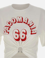 T-shirt perforante in cotone stampato 26PJTE030C00555 P100 RABANNE 