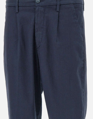 RE-HASH Pantaloni "Marc-El" misto lino e cotone stretch BLUE Uomo 