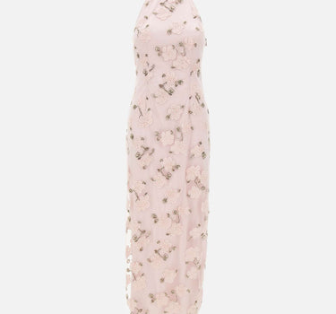 ROTATE BIRGER CHRISTENSEN Abito lungo con ricami floreali e perline Pink Donna 