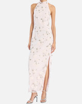 ROTATE BIRGER CHRISTENSEN Abito lungo con ricami floreali e perline Pink Donna 