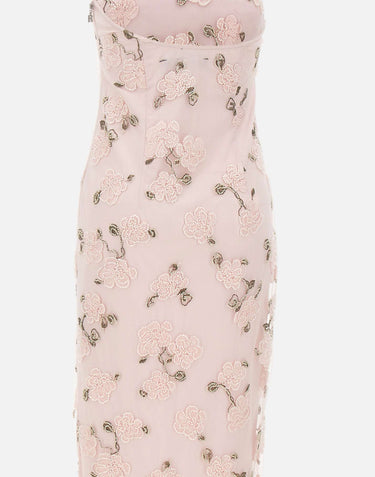 ROTATE BIRGER CHRISTENSEN Abito lungo con ricami floreali e perline Pink Donna 