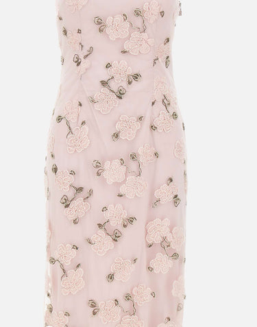 ROTATE BIRGER CHRISTENSEN Abito lungo con ricami floreali e perline Pink Donna 